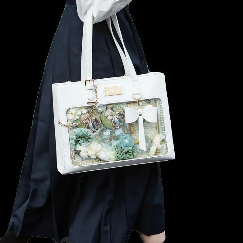 Bow Large Capacity Shoulder Girl Versatile Transparent Bag Sweet