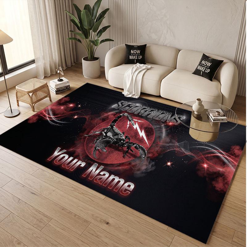 Custom Rug Scorpions Pattern Print Name Text Soft Non‑Slip Floor Carpet for Home Indoor Decoration
