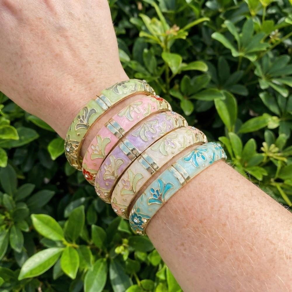 Floral Vintage Cloisonne Bangle Traditional Women's Hand Bracelet  Jewelry Gifts