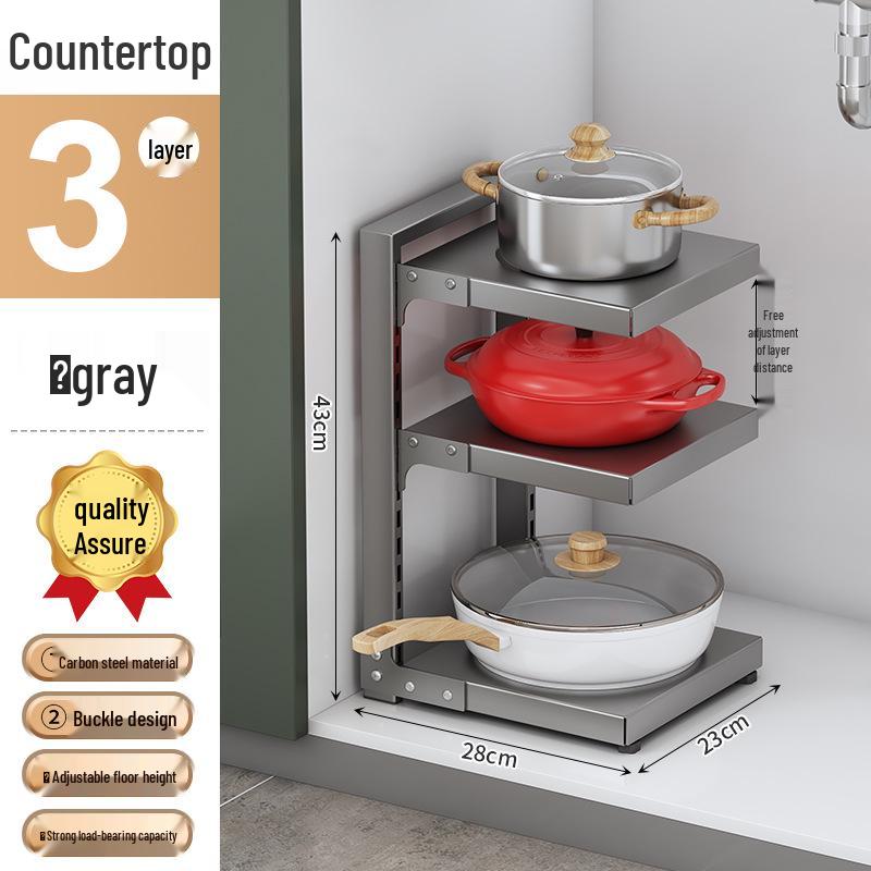 Vícevrstvý organizér na hrnce pod dřez pro skříňku, úložný prostor na nádobí