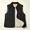 Women's 2025 Collarless Cotton Vest - Autumn/Winter Large Size Round Neck Waistcoat