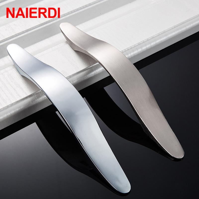 NAIERDI Cabinet Handles Knobs Aluminum Alloy Door Kitchen Knobs Cabinet Pulls Drawer Furniture Handle Hardware 128mm/160mm