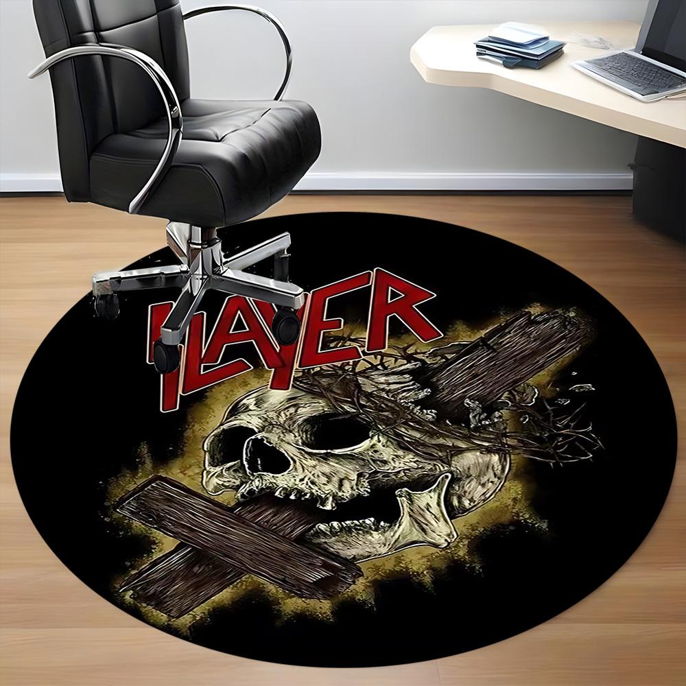 1PC Slayer Skull Office Round Area Rug, Indoor Mat Suitable For Office, Under Office Chairs Bedroom Living Room Home Decor DT1212105