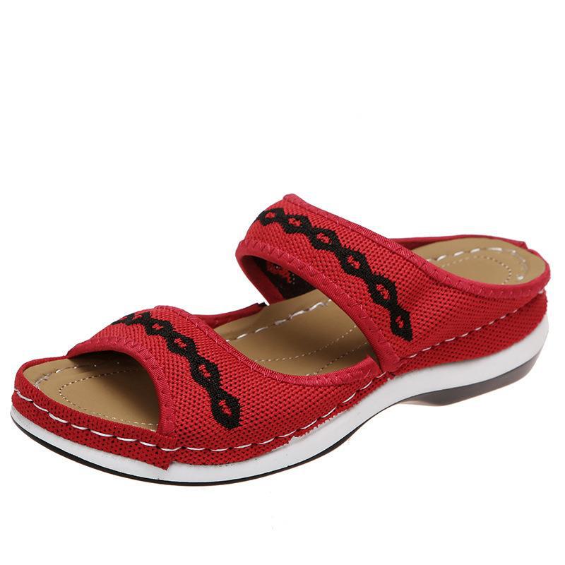 One-word slippers women's shoes fashionable wedge heel hollow comfortable flat sandals