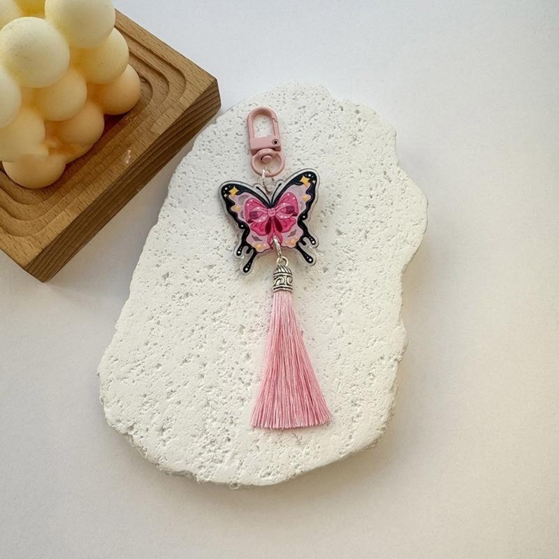 Fashion Butterfly Keychain Vintage Tassels Phone Chain Car Keys Holder Charm