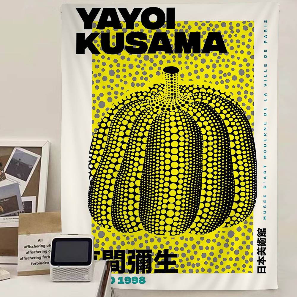 

Yayoi Kusama Pumpkin Flower Art Cartoon Tapestry Bohemian Wall Tapestries Mandala Home Decor 74x94cm(29x37in)