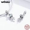 WOSTU 925 Sterling Silver Jellyfish Beads Charms Fit Original Bracelet & Necklace DIY