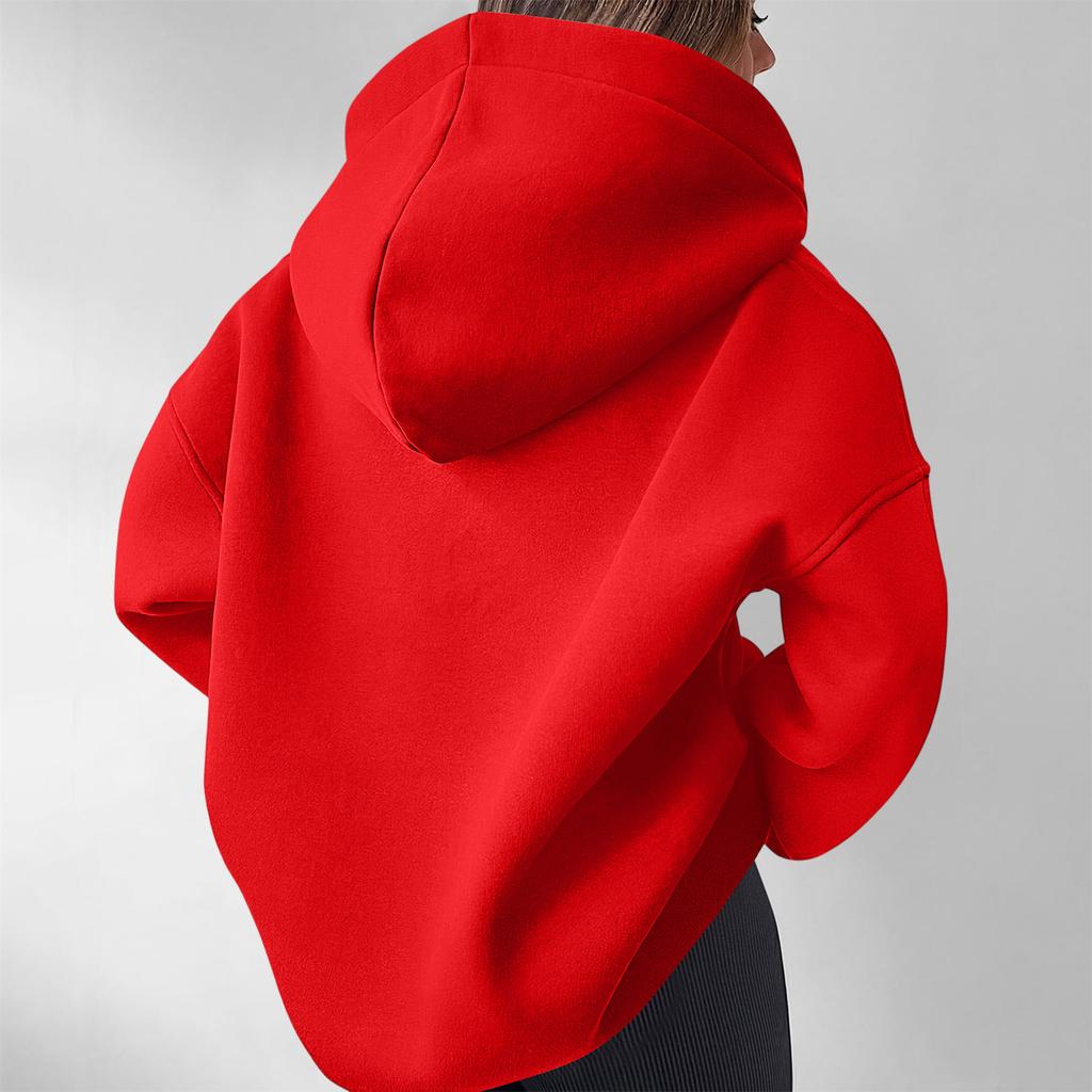Women's Casual Long Sleeve Half Zip Hoodie with Chest Pocket for Everyday Wear