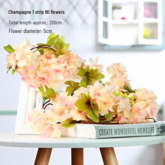 Rattan Plastic Rose Vine Artificial Flowers for Wedding Décor, Ceiling or Wall Hanging, and Air Conditioning Pipe Cover