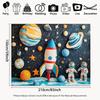 1pc 2D Flat Background Banner with Cartoon Astronaut  Rocket  and Planet Pattern Background Decoration