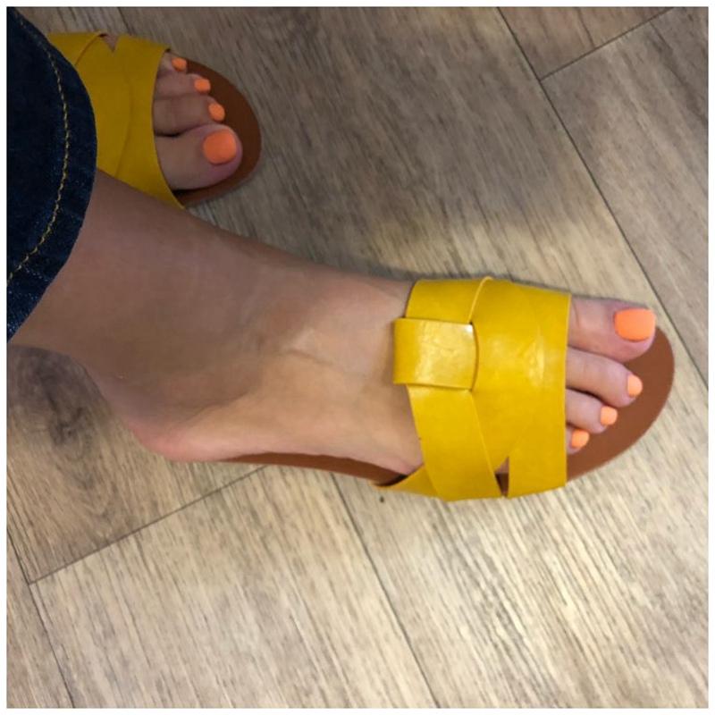 

Bailehou Новый Модный Бренд Женские Шлепанцы Крест Женские Уличные Пляжные Шлепанцы С Открытым Носком Женские Повседневные Плоские Шлепанцы Обувь 41 жёлтый