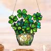 Stained Glass Window Hanging,Green Clovers Sun Catchers Colorful Window Panel Bless Suncatchers Decors Home Decors