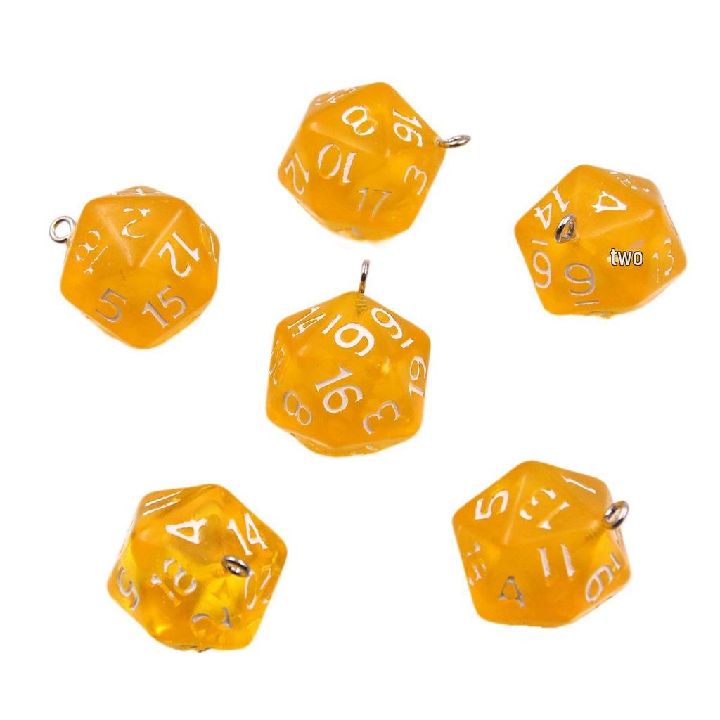 6 Color 19x23mm Translucent Faceted Resin Dice Charms for Keychains and Bags