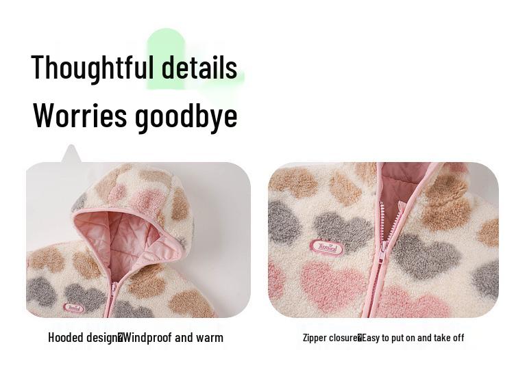2024 Girls' Winter Plush Coat: Warm, Thickened Fleece Cotton Jacket for Children