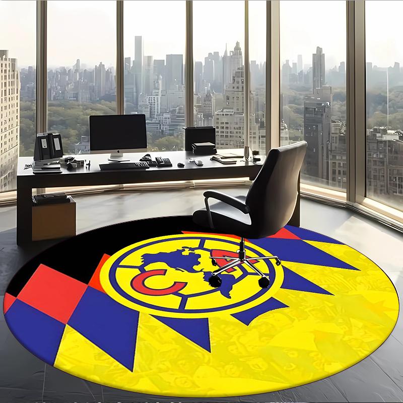 Club América (14) Round Office Rug Decorative Floor Rug for Office Bedroom Living Room and Home Space