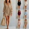 Women's Long Sleeve V-Neck Knit Sweater Relaxed Fit Stylish Casual Top