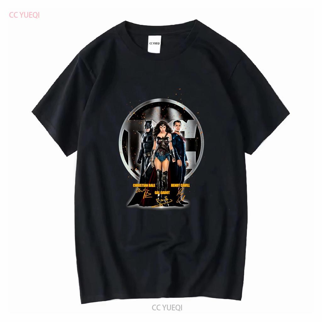 Gal Gadot Henry Cavill Christian Bale Unterschrift T-Shirt lange oder kurze Ärmel vintage gewaschen Grafik Unisex Freizeit