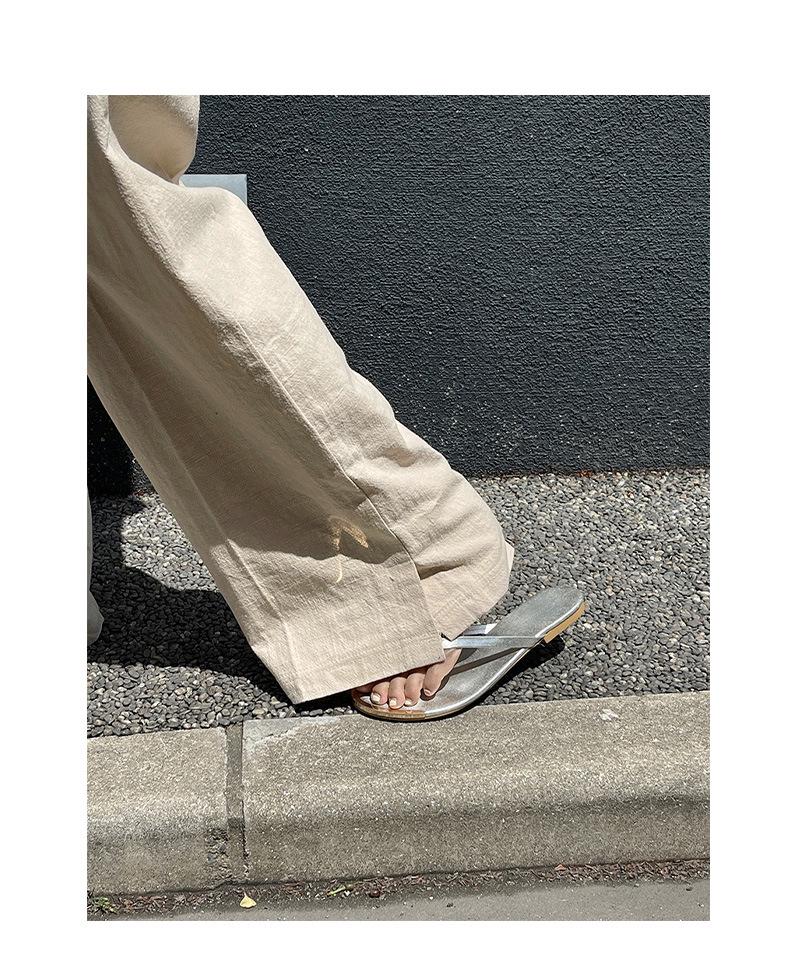 Women's High Waist Cotton Linen Drawstring Pants - Floor-Length, Breathable, Casual, Slimming Straight Leg Trousers for Summer.