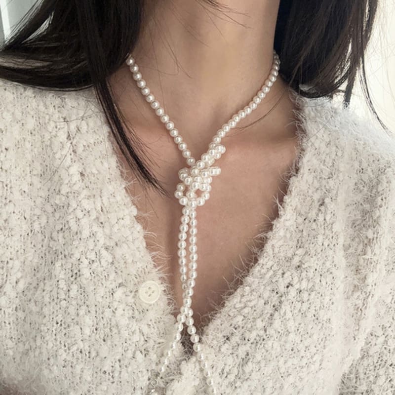 

mosxe [925silver] 3way long pearl necklace pearl
