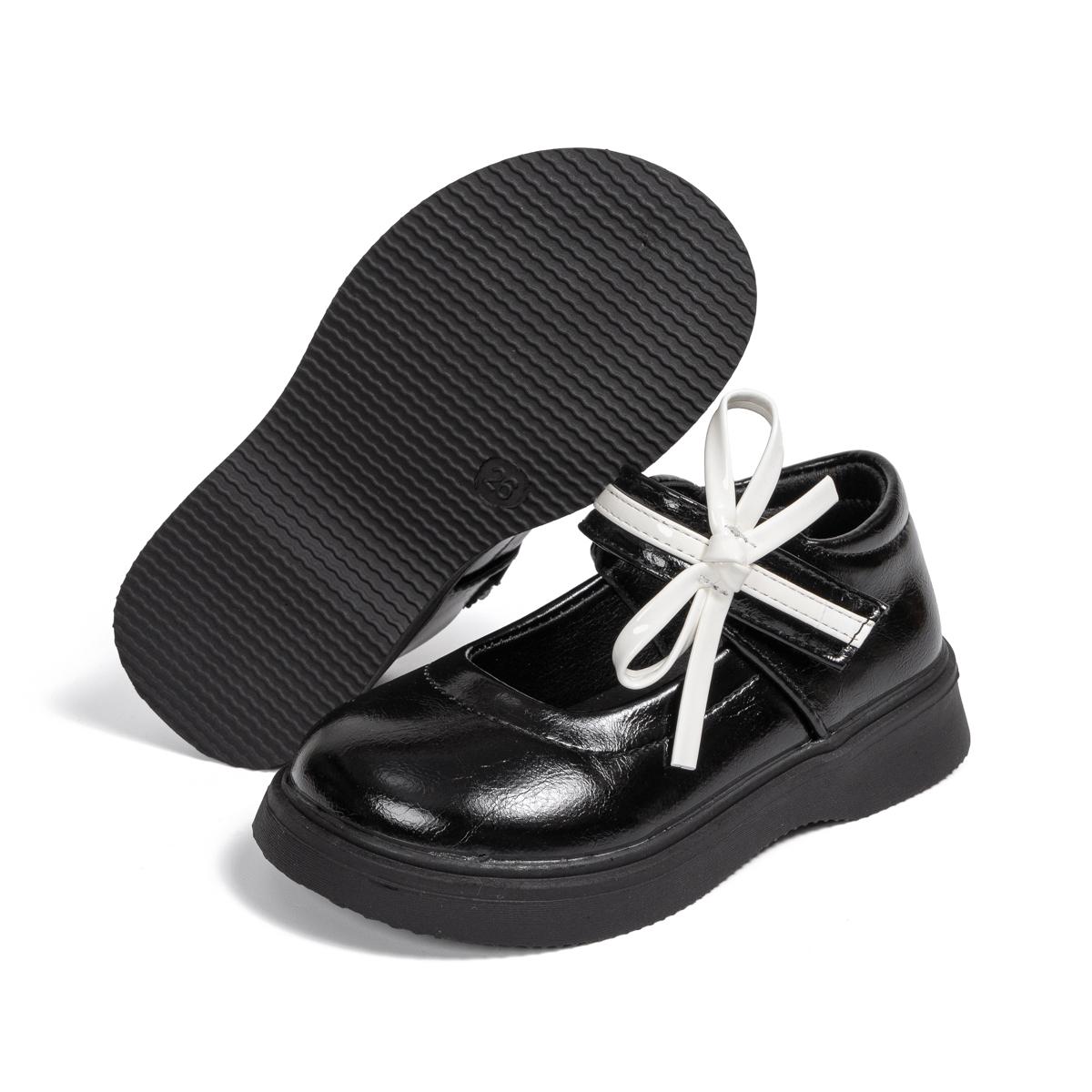 

Classic Children s Leather Shoes Spring and Autumn Bow Metal Buckle Mary Jane Party Shoes Soft Bottom Black Princess Shoes 26