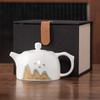 Beam Pot One Pot and Two Cups Suet Jade Porcelain Light Luxury Kung Fu Tea Set Kuaike Cup High-end Brocade Box Gift Box