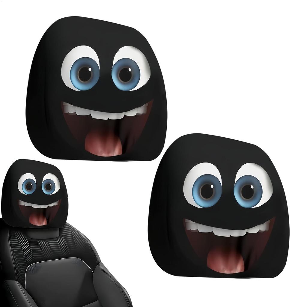 Funny Big Eyes Headrest Covers 2PCS Halloween Auto Accessories Gift For Car Party Decoration, Driver Passenger for Women Men