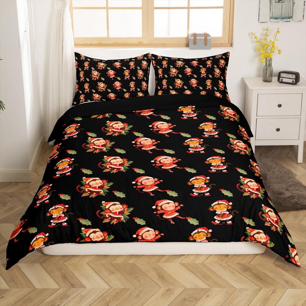 Monkey Duvet Cover Sets for Children Comforter Covers Lightweight Down Room Decor Queen Size 2 Pillowcase 1 Duvet Cover No Quilt