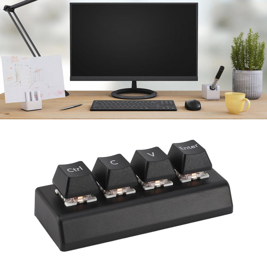Programmable Keypad 4 Keys Support NKRO Red   Ctrl C V Enter   Mechanical Keypad for Gaming   Media
