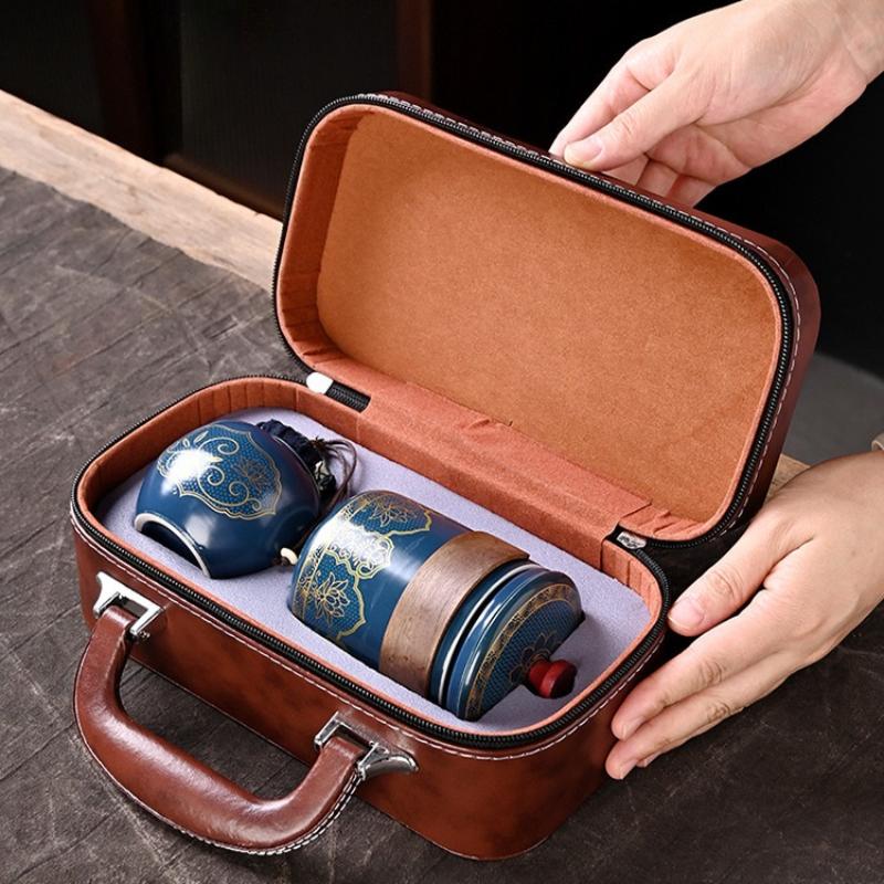 Travel Tea Set Portable Ceramic Kung Fu Outdoor Quick Cup Set Antique Gift