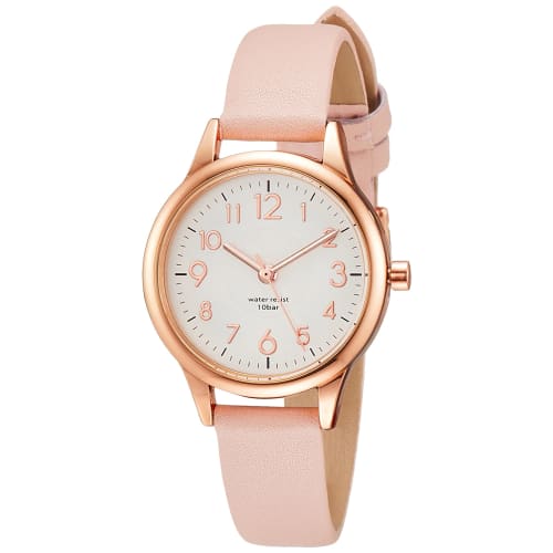Fieldwork Women's Analog Casual Watch, Juvia, Waterproof, Leather Strap, White Dial, Pink, ST257-3