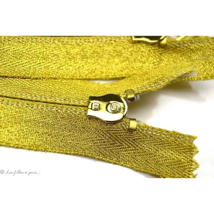Fermeture Éclair - ECLAIR PRESTIL - Lurex Doré - Non-séparable - 20cm - Oeko-Tex