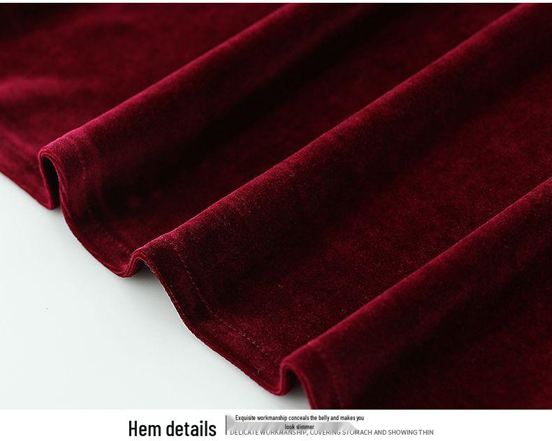 Women's Gold Velvet Long-Sleeve Shirt - Thick, Loose Fit for Middle-Aged & Elderly, Ideal for Spring & Autumn