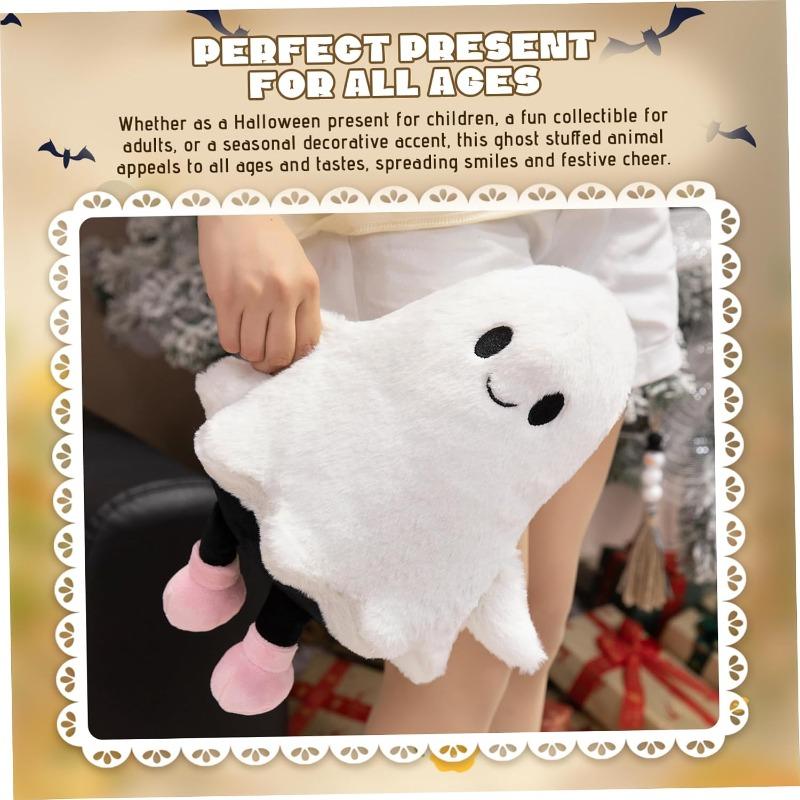 Ghost Plush Cute Soft Halloween Plush Smile Ghost Stuffed Animal with Hand and Leg Throw Pillow for Kids Adults, Stuffed Animal