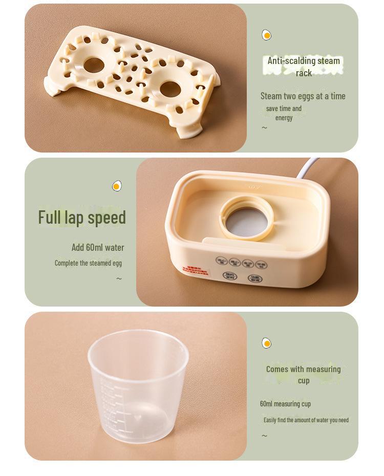 Dual Egg Cooker & Breakfast Steamer: Compact, Multi-Function, Timed Cooking for Eggs & Buns, Ideal for Home & Dorm.