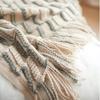 100% Acrylic Khaki Knitted Blanket with Tassel Gift Blanket Bed Sofa Travel Breathable Chic Bohemian Soft Comfortable Blanket