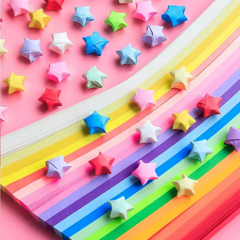 540 STÜCK 1CM x 24CM Glückssterne Papierstreifen Origami Kinder DIY Handarbeiten Machen Wohndekor Geburtstagsgeschenk Hochzeit Faltarbeiten