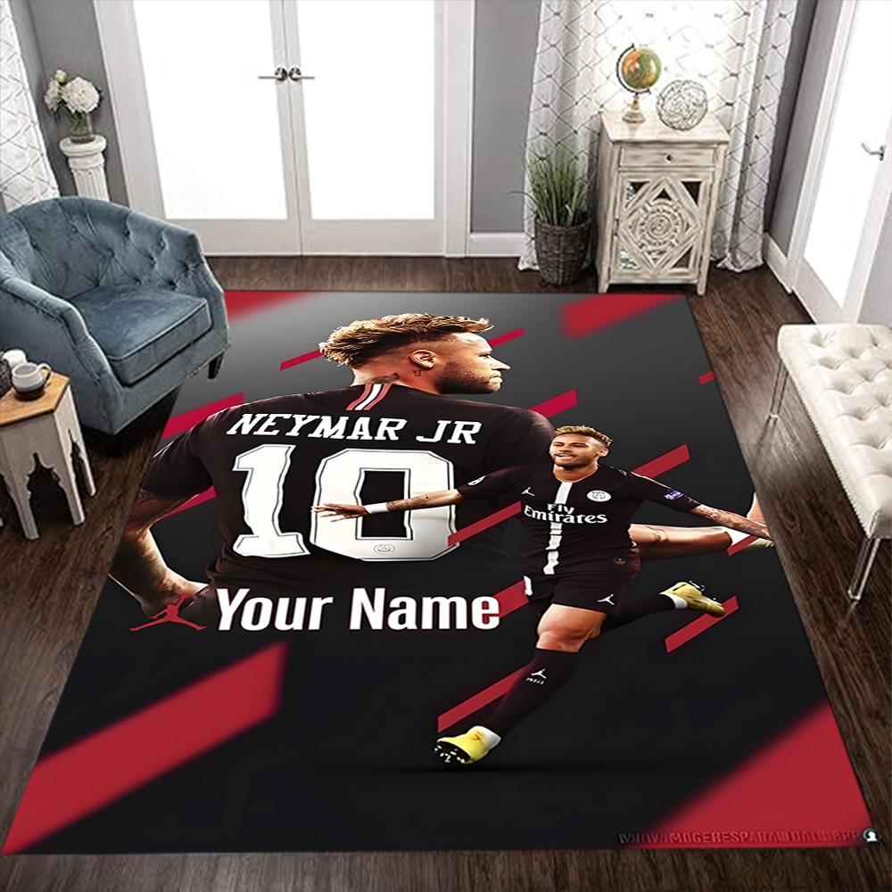 Neymar Jr Football Legend Customizable Name Carpet Design for Foyer Dormitory Playrooms Balcony Anti-slip Rug Office home decor Spiritual Gift
