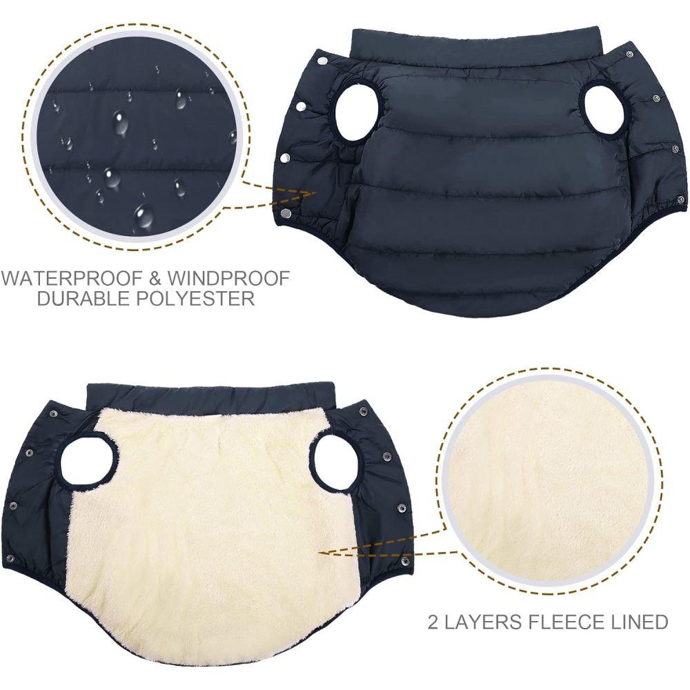 Windproof Dog Coat Waterproof Dog Winter Jacket Warm Dog Vest Cold Weather Pet Apparel with 2 Layers Fleece Lined for Small Medium Large Dogs