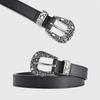 Elegant Pu Leather Belt With Alloy Floral Buckle For Women In Classic Vintage Colors