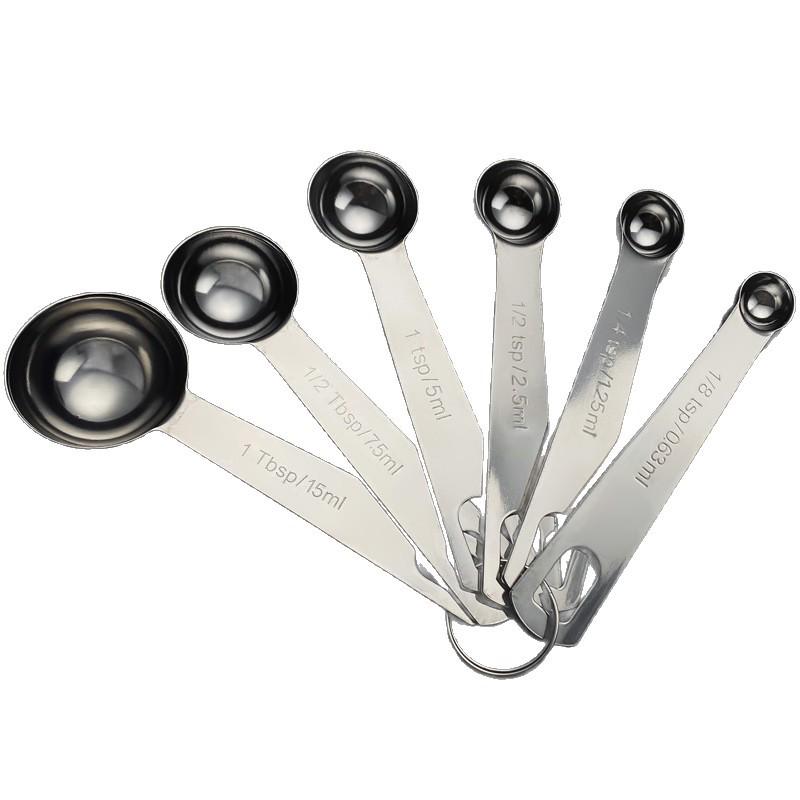 6-Piece Stainless Steel Graduated Measuring Spoon Set for Kitchen and Baking