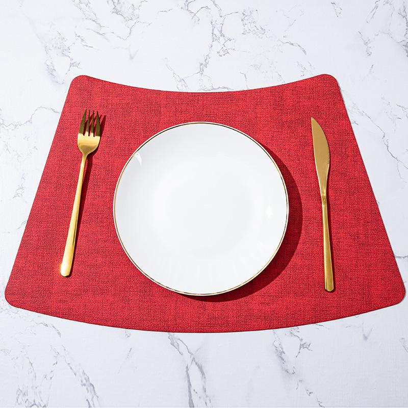 Fan-shaped Household Leather Placemat Hotel Restaurant Fan-shaped Western Dining Mat European Cloth Pattern Thermal Insulation Dining Table Mat