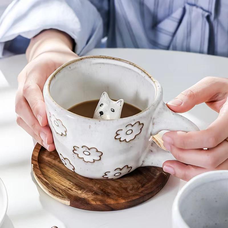 360ml Cups Ceramic Funny Cartoon Animal Tea Milk Cups Cute Handmade 3D Snail Daisy Dog Cat Coffee Mugs Creative Unique Gifts