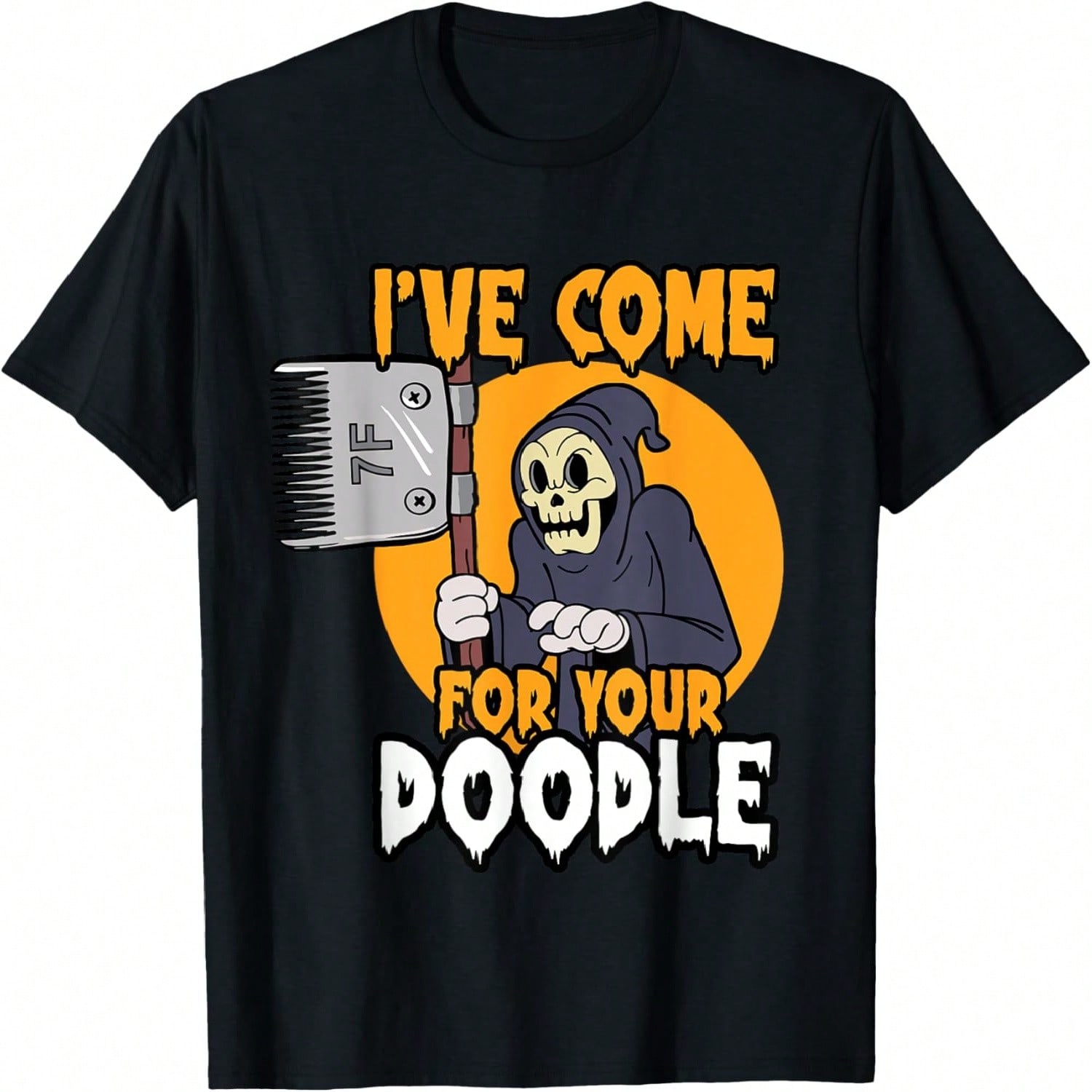 Funny Dog Groomer Brush Your Dog Grooming Reaper Halloween T-Shirt S разноцветный