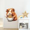 Cartoon Cute Ramen Guinea Pig Stickers, Self-Adhesive Door Wall Toilet Decals for Bathroom Room Decoration