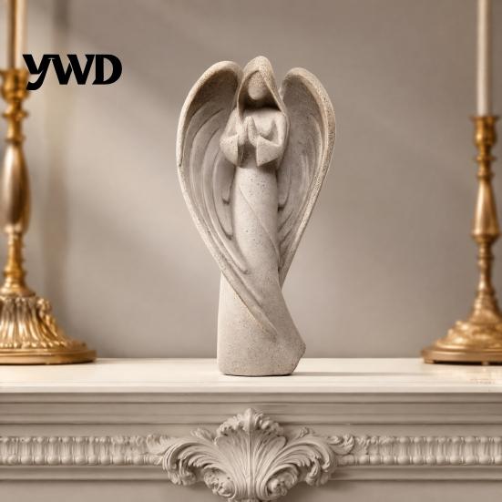 Healing Atmosphere Decor Praying Angel Statue, Abstract Guardian Figurine, Religious Prayer Minimalist Art Ornament Sculpture for Home Mantel