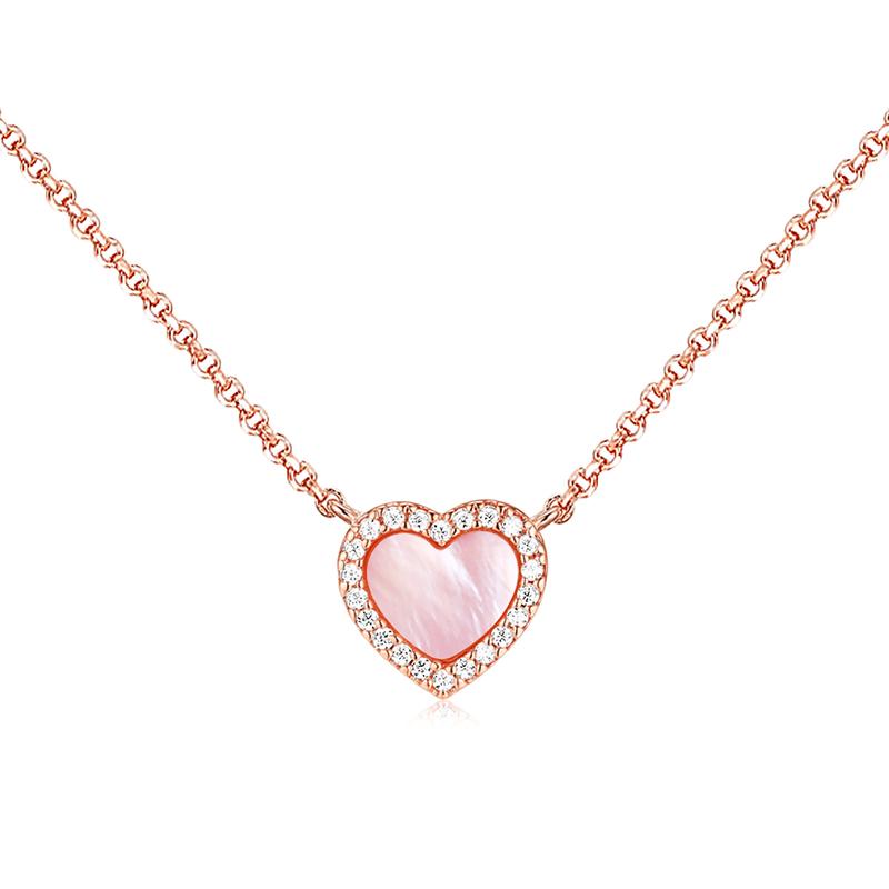 APM Monaco VALENTINE Series [Romantic Confession] Mother-of-pearl Heart APM Rose Alloy Plated with 18k Gold Necklace for Women PC5795XNAC золотой