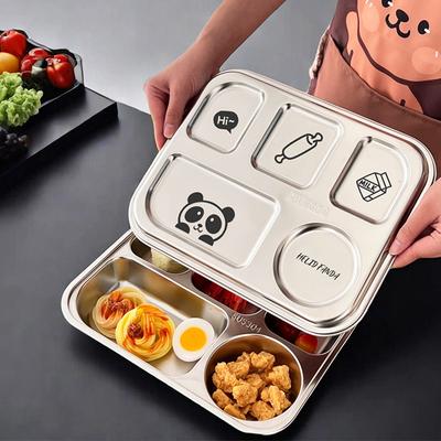 304 Edelstahl Lunchbox mit Fächern Studenten Unterteilte Lebensmittelbehälter mit süßem Deckel Kantinengeschirr