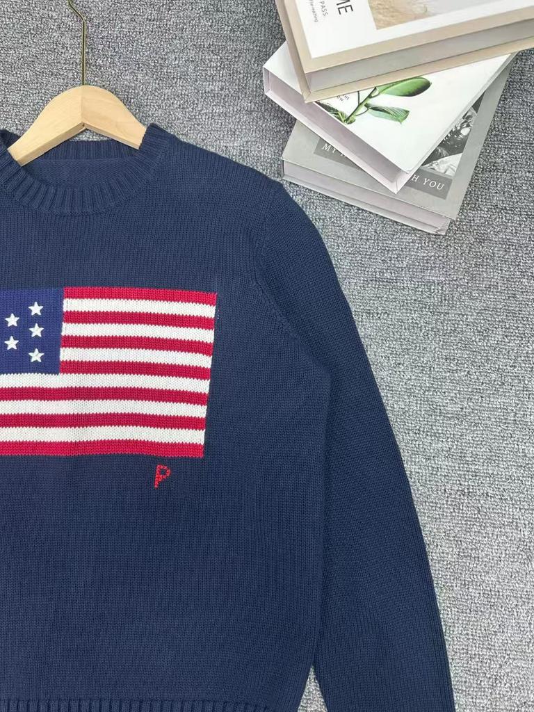 R~L Women's Heavyweight Star Embroidered Crew Neck Sweater - Versatile Autumn/Winter Fashion