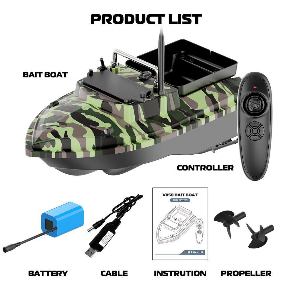 New Remote Control Fishing Bait Boat Dual Motor Fish Finder 4KG Loading Support Automatic Cruise/Route Correction Camouflage Bait Boat Fishing Gear