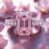 Luxuriöser Rosa Funkelnder Zirkonia Prinzessin Quadratischer Verlobungsring für Damen und Freundinnen Verlobungsschmuck Geschenke für Frauen